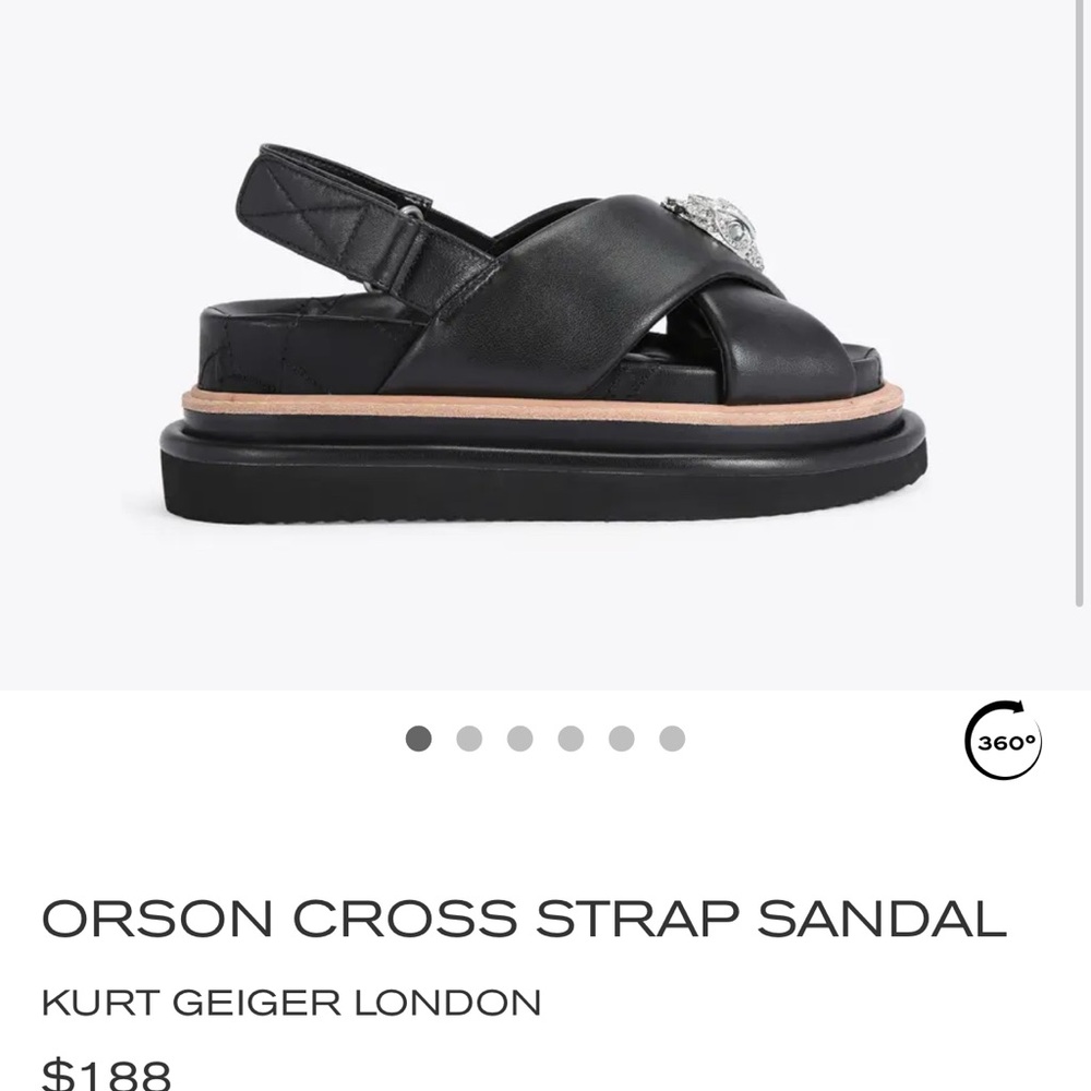 Kurt Geiger Black Orson Cross Strap Sandals